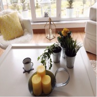 Gülseren Hanım'ın dekoratif objeleri ve çiçekleri