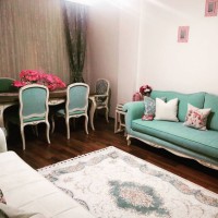 Turkuaz yeşile zarif mobilyaların eşlik ettiği keyifli bir ev..